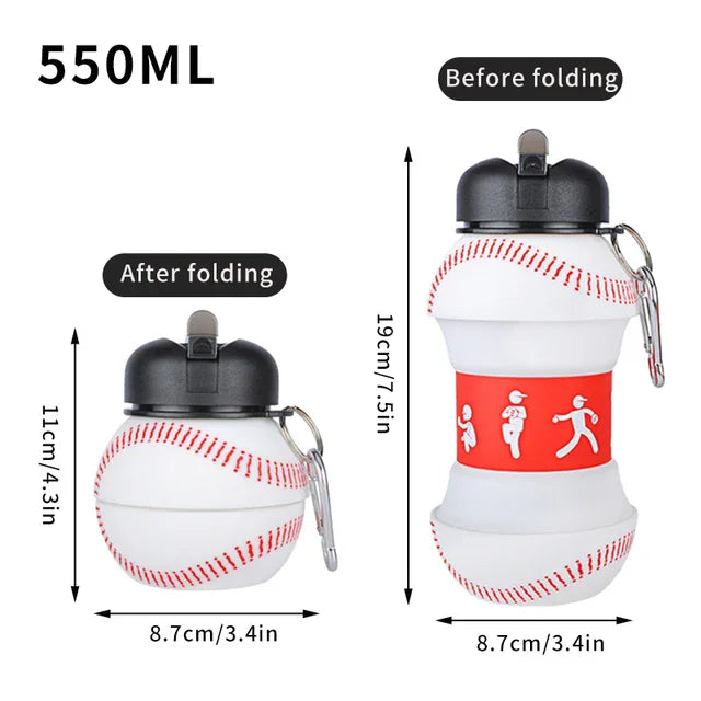 Borraccia Pieghevole Palla da Basket , Calcio , Baseball - 550ml