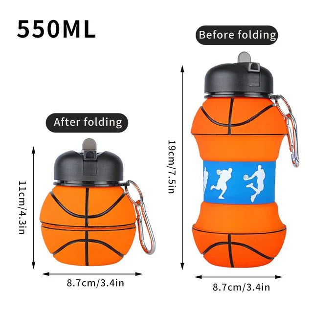 Borraccia Pieghevole Palla da Basket , Calcio , Baseball - 550ml