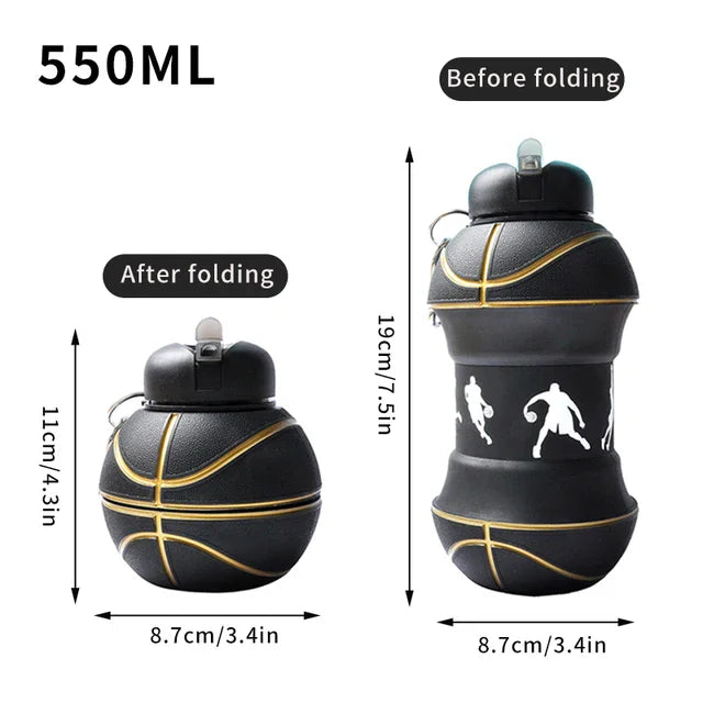 Borraccia Pieghevole Palla da Basket , Calcio , Baseball - 550ml