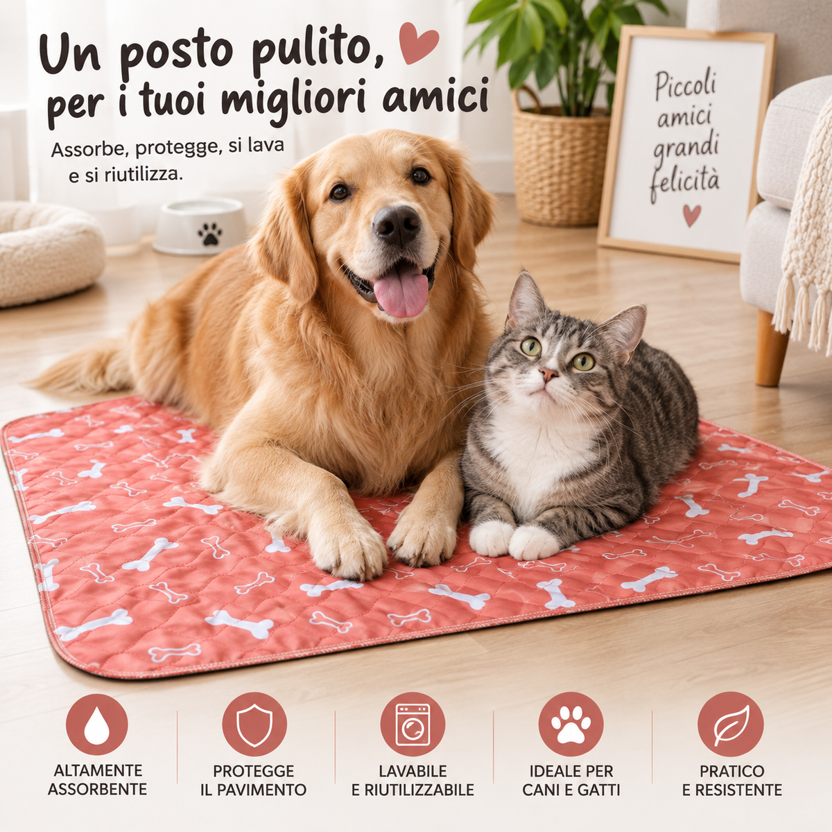 Tappetino per animali domestici super assorbente