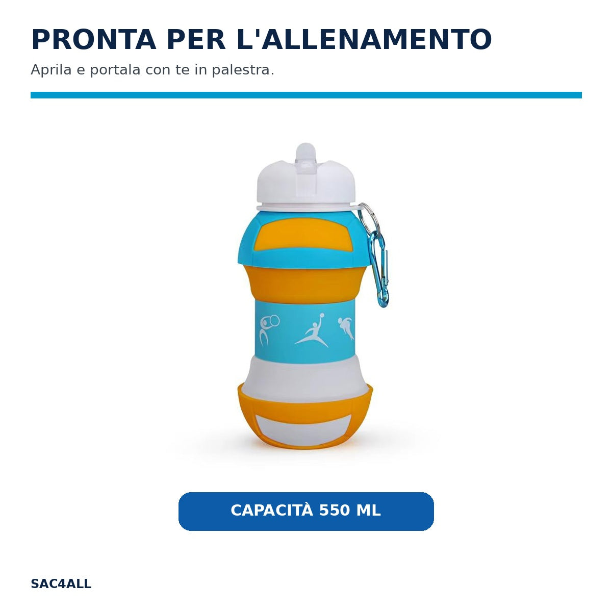 Borraccia Volley SAC4ALL estesa capacità 550 ml